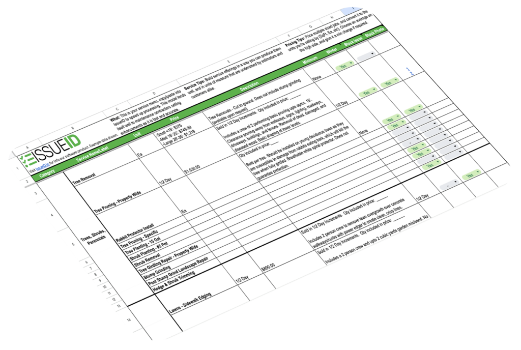 Service Menu Template Mockup
